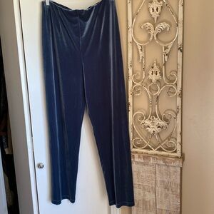 Susan Graver Style Velour Large Pant, Rich Dusty Blue w Elastic Waist, Stunning!